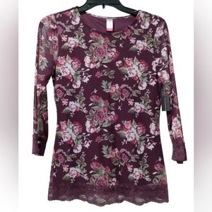 No Boundaries Plum Mesh Top